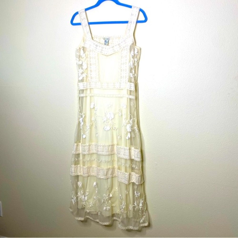 ODILLE / Anthro Ivory Lace Maxi Dress